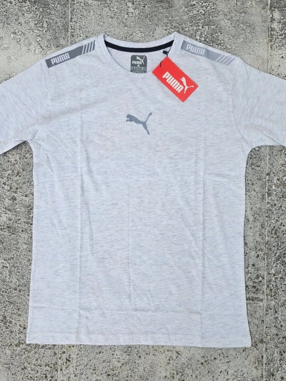 Puma Men Tee Crew Neck Short Sleeve Light Gray T Shirt Size S New